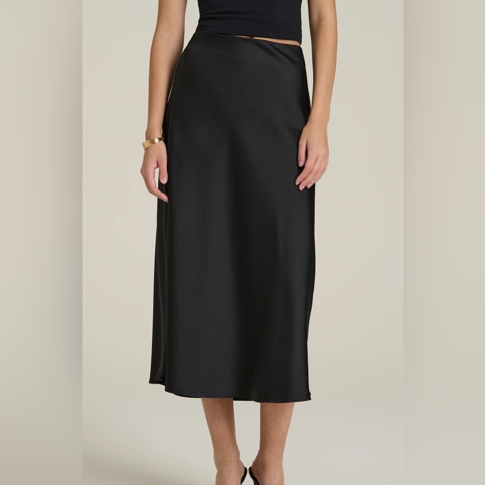American Tall Pull-On Satin Midi Skirt for Tall Women XL Tall Gray